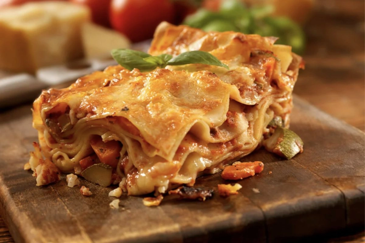 Delicious lasagna in restaurant Davino