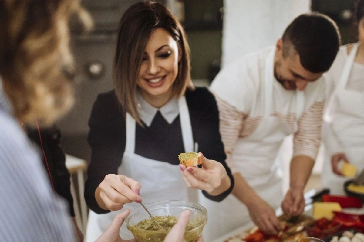 People attending a cooking class